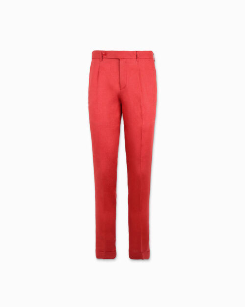 Pantaloni da uomo eleganti in lino corallo, CORAL