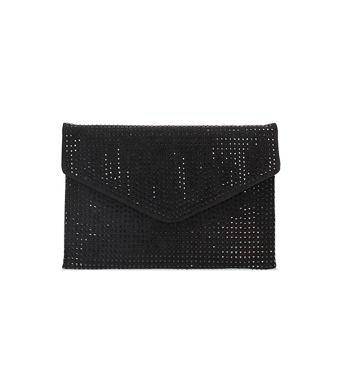 Pochette nera in microfibra con pietre, Valerio 1966, 2451T6013MPNENEUNI