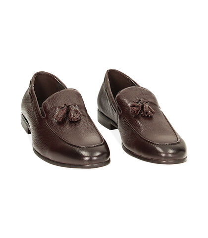 Mocassini con nappina testa di moro in pelle, Valerio 1966, 23U6T5162PEMORO039, 002