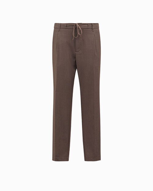 Pantaloni marroni carrot fit con cintura abbinata, BROWN