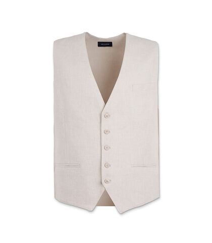Gilet da uomo di lino panna, Valerio 1966, 25R1T2440LNPANN42, 001