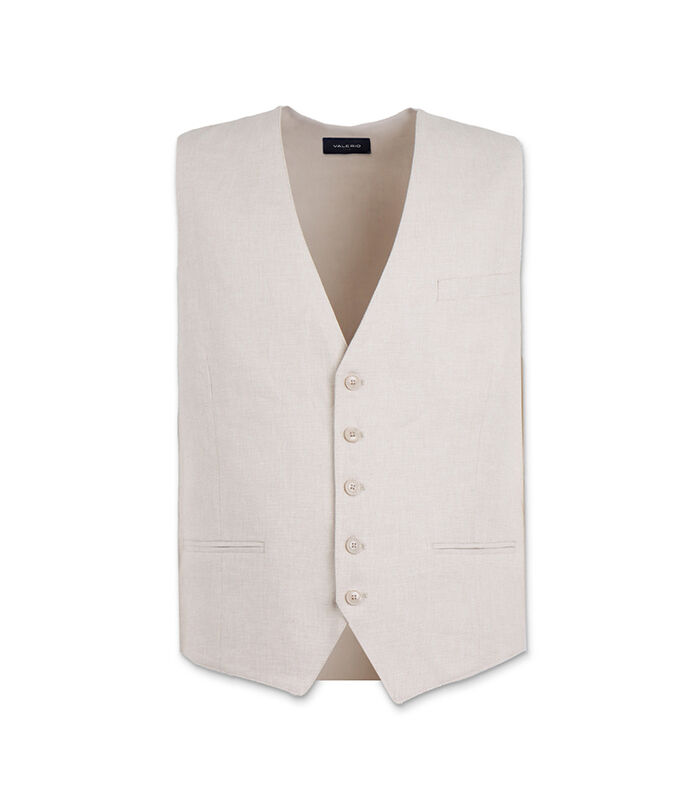 Gilet da uomo di lino panna, Valerio 1966, 25R1T2440LNPANN48