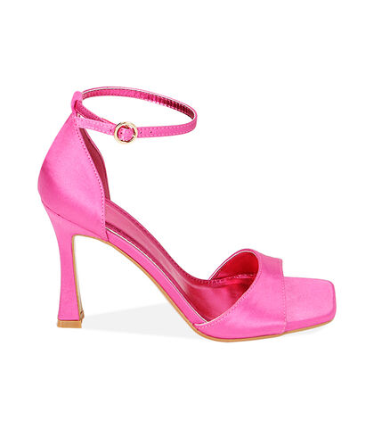 Sandali fucsia in raso, tacco 9,5 cm, Valerio 1966, 2121T7725RSFUCS035, 001
