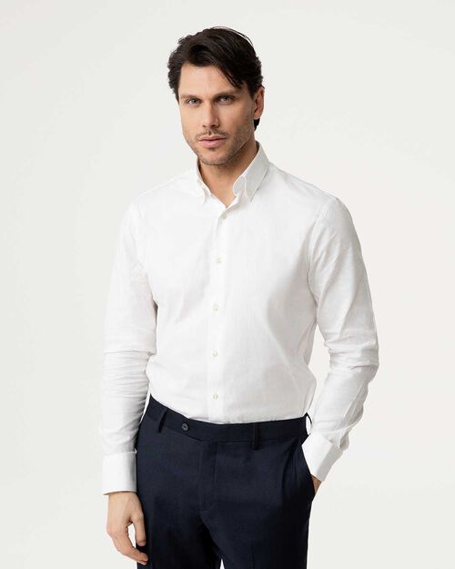 Camicia bianca con bottoni nascosti, WHITE