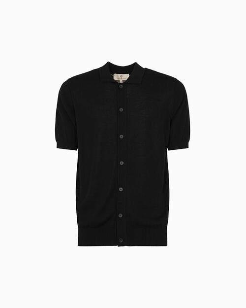 Maglia nera con colletto classico, BLACK