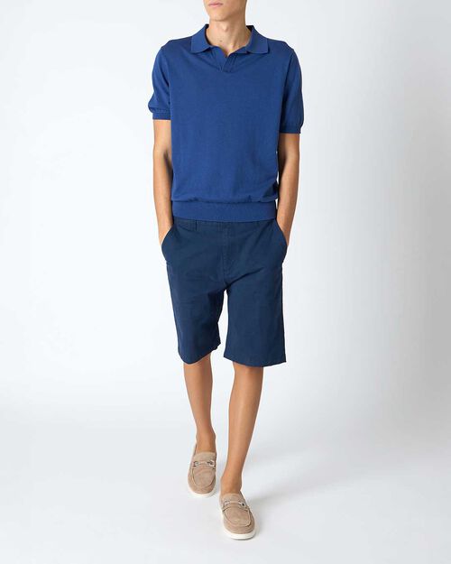 Bermuda uomo in cotone blu, BLUE