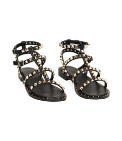 Sandali bassi neri con borchie, Valerio 1966, 2349T8229EPNERO035, 002 preview