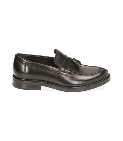 Mocassini flat neri in pelle , Valerio 1966, 2077T0617PENERO039, 001