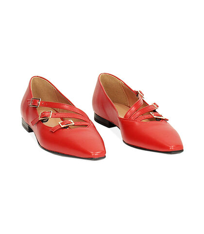 Ballerine rosse a punta con fibiette, Valerio 1966, 24M8T0502EPROSS035, 002