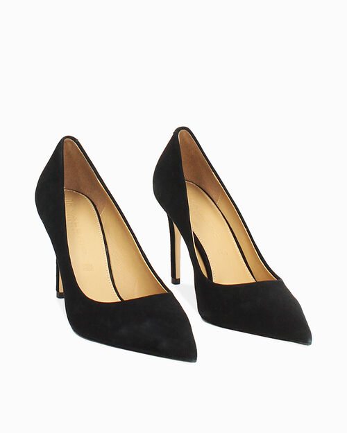 D&eacute;collet&eacute; in camoscio nero con tacco di 9 cm, BLACK