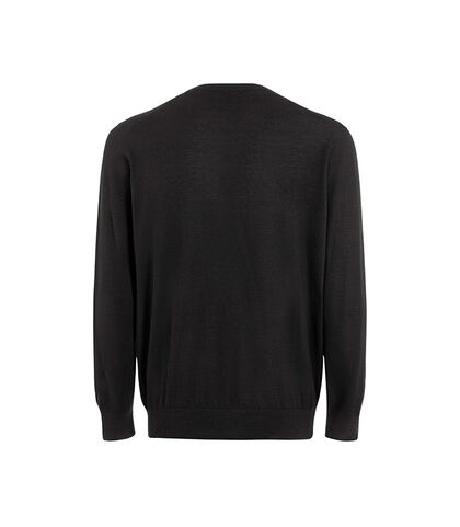 Maglia a maniche lunghe nera con bordi a coste, Valerio 1966, 27U4T4758CONEROI, 002