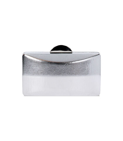 Clutch squadrata da donna in laminato argento, Valerio 1966, 2551T9104LMARGEUNI, 001