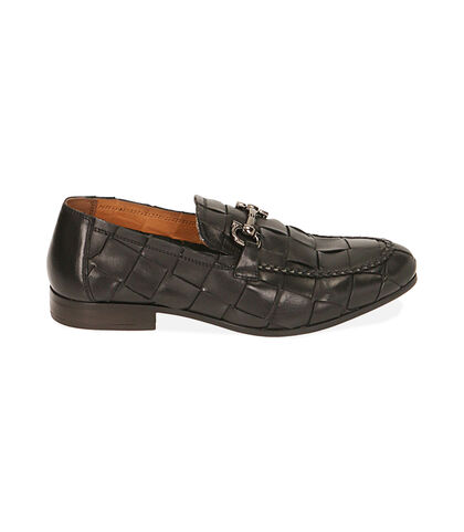 CALZATURA UOMO MOCASSINO PELLE-INTRECCIA, Valerio 1966, 1914T1036PINERO039, 001