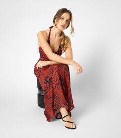 Vestito da donna a fantasia rosso, Valerio 1966, 25C9T4305TSMUROI, 001 preview