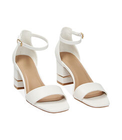 Sandali donna bianchi, tacco basso largo 8 cm, Valerio 1966, 2349T9032EPBIAN037, 002 preview