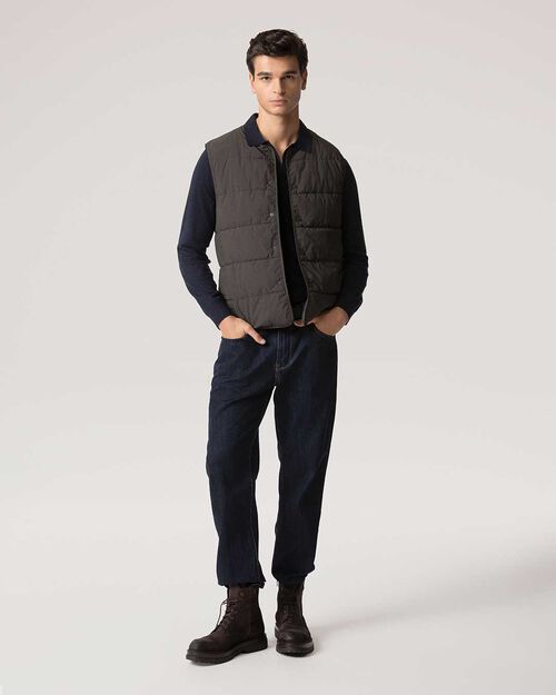 Gilet verde imbottito con chiusura a bottoni automatici, GREEN