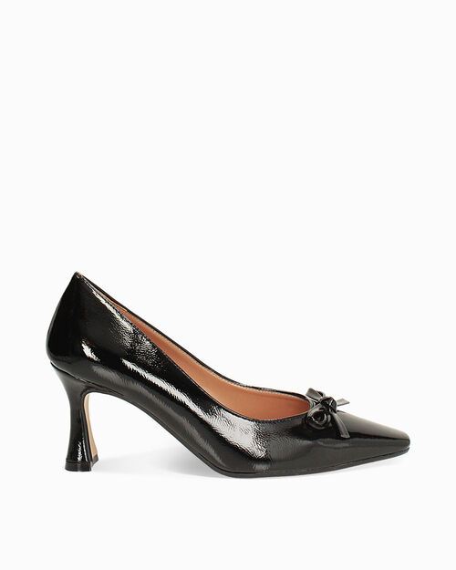 D&eacute;collet&eacute; nere in naplak con fiocco, BLACK