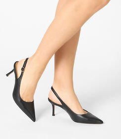 Décolleté slingback donna in pelle nera, Valerio 1966, 25M5T0601PENERO036, 002 preview