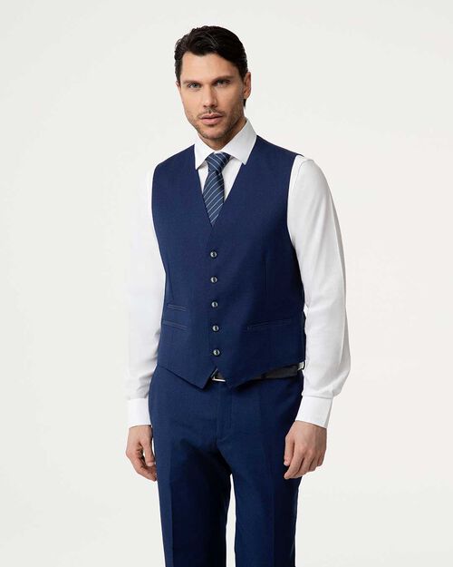 Gilet blu royal con bottoni rivestiti, MULTI COLOR