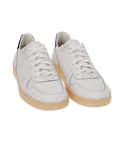 Sneakers bianco/nero in pelle, Valerio 1966, 2195T1142PEBINE039, 002