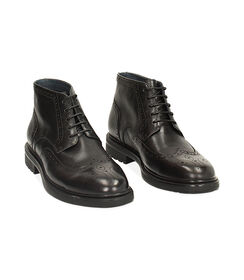 Polacchino stile oxford in pelle nero, Valerio 1966, 24U6T8150PENERO040, 002 preview