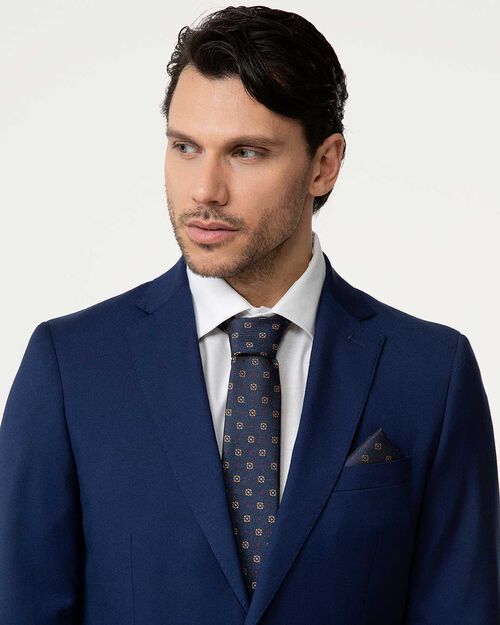 Cravatta blu motivo floreale, BLUE