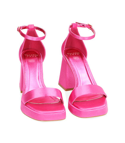 Sandali fucsia in raso, tacco platform 9,5 cm, Valerio 1966, 2121T8216RSFUCS035, 002