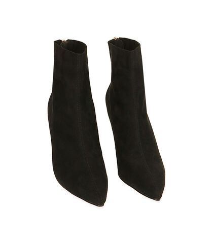 Ankle boots neri in microfibra, tacco 7,5 cm , Valerio 1966, 2049T0401MFNERO035, 002