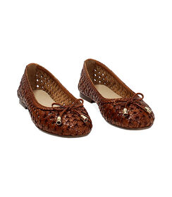 Ballerina da donna in pelle intrecciata cognac, Valerio 1966, 2514T5501PICOGN036, 003 preview