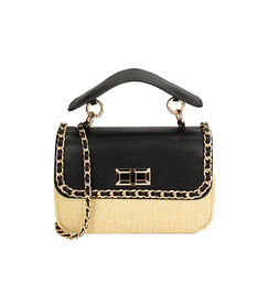 Mini bag a mano in rafia nera, Valerio 1966, 2323T3613RFBENEUNI, 001 preview