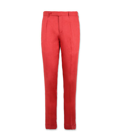 Pantaloni da uomo eleganti in lino corallo, Valerio 1966, 25R1T2445LNCORA42, 001