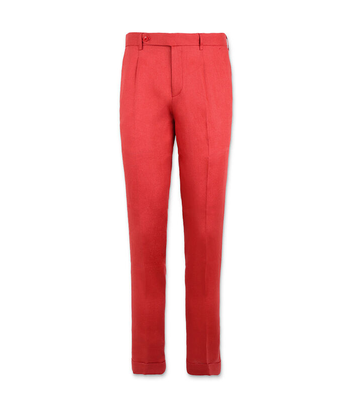 Pantaloni da uomo eleganti in lino corallo, Valerio 1966, 25R1T2445LNCORA42