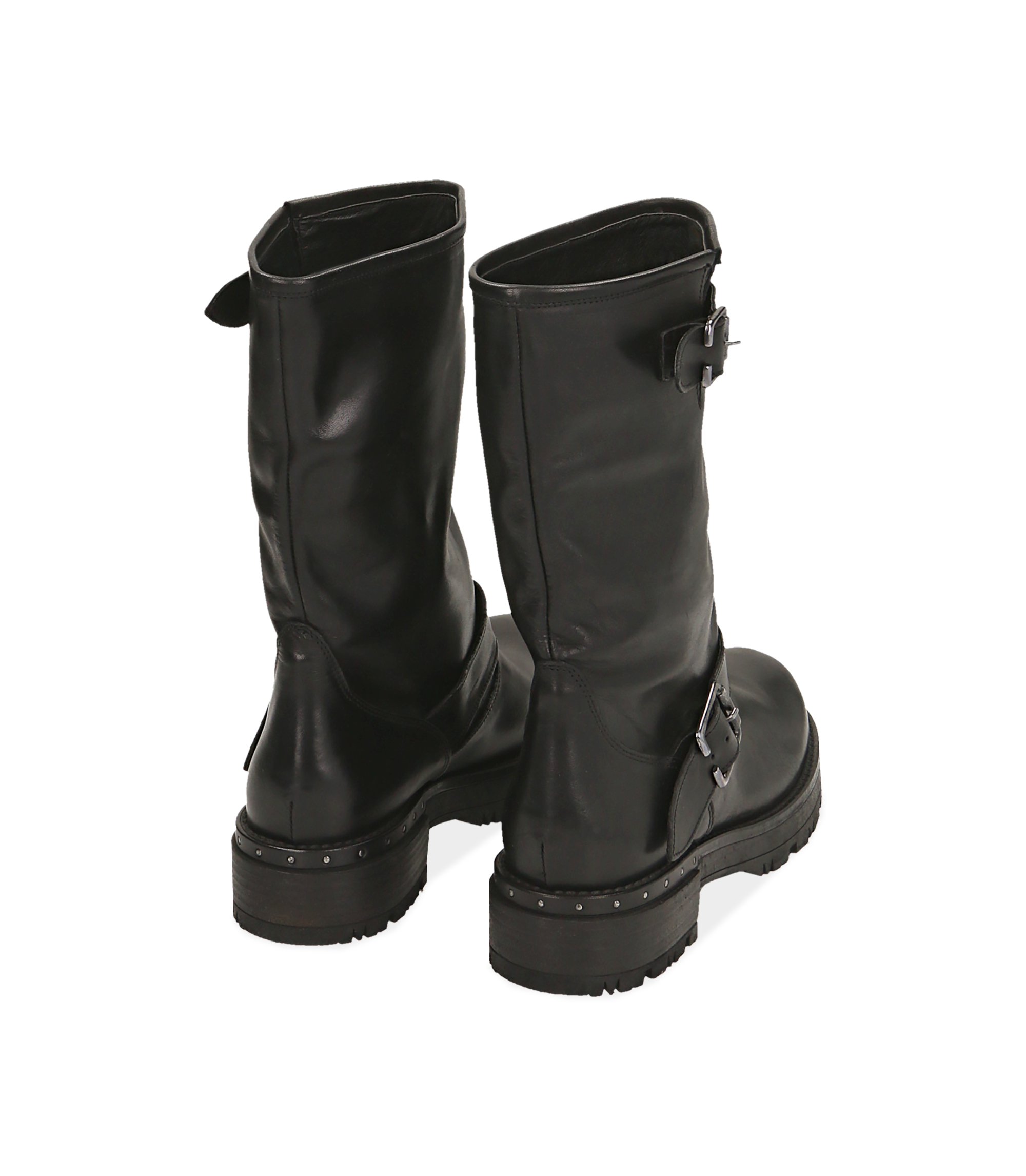 Stivali biker neri in pelle con gambale alto | Valerio 1966