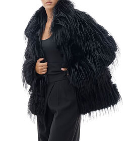 Cappotto nero corto in pelo sintetico, Valerio 1966, 24B4T1301FUNEROM, 004 preview