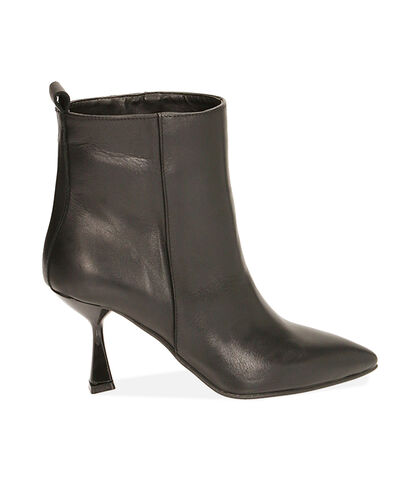 Ankle boots neri in pelle, tacco 9 cm , 20L6T4020PENERO035, 001