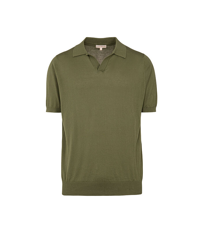 Maglia polo verde oliva con scollo a V, Valerio 1966, 27U4T4757COMILII