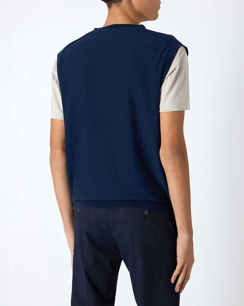 Gilet da uomo a V blu, NAVY BLUE