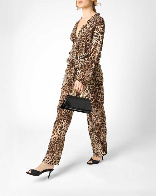Pantaloni da donna leopard-marrone, 