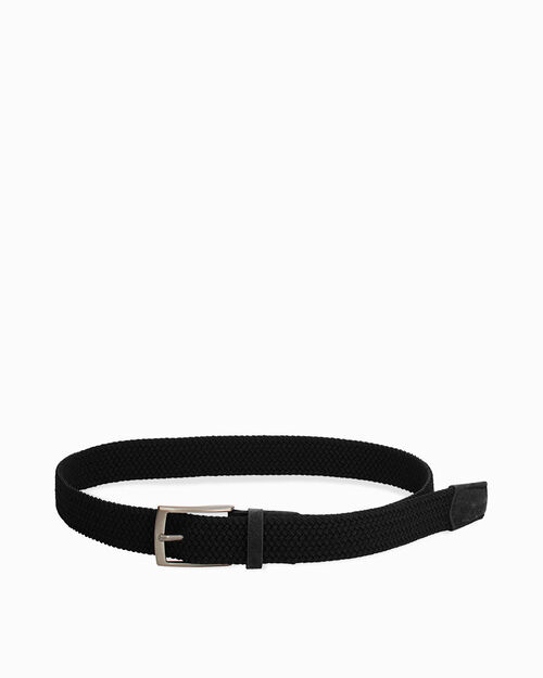 Cintura nera intrecciata con fibbia lucida, BLACK