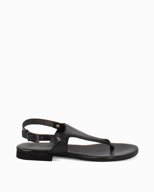 Sandalo infradito da donna in pelle nero, BLACK