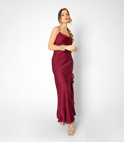 Vestito lungo da donna bordeaux, Valerio 1966, 25C9T4591TSBORDI, 001