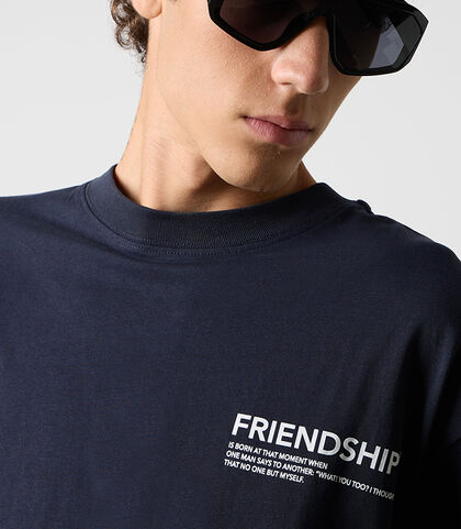 T-shirt da uomo in cotone blu, Valerio 1966, 26J3T1106TSBLUEI, 002