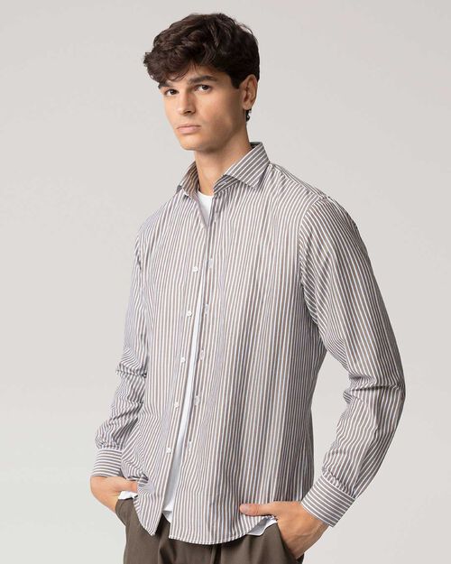 Camicia testa di moro in cotone, DK BROWN