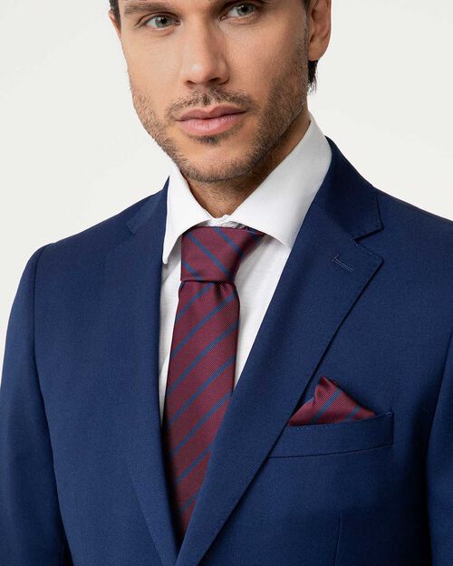 Cravatta bordeaux con righe diagonali, BURGUNDY