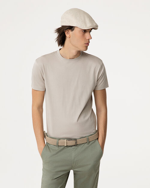 T-shirt beige essenziale, BEIGE