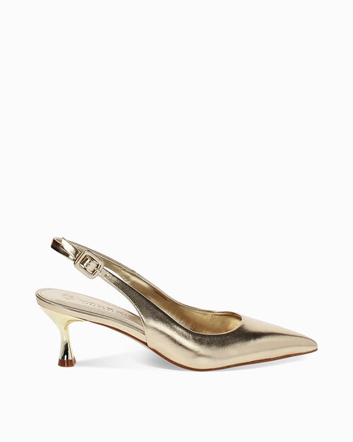 D&eacute;collet&eacute; slingback da donna oro giallo laminate, GOLD
