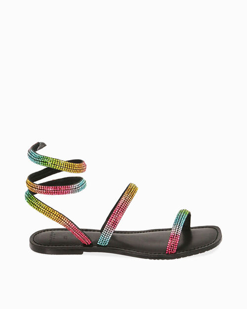 Sandali neri in camoscio con strass, BLACK