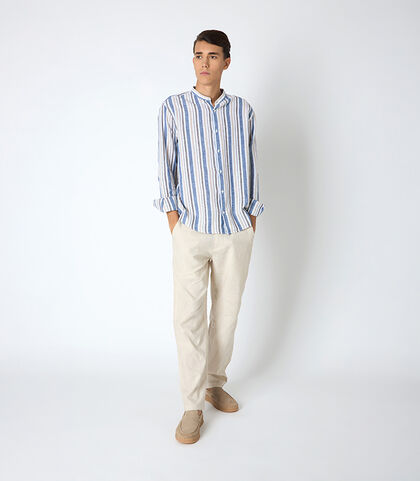 Pantalone da uomo in lino beige, Valerio 1966, 2524T2555LNBEIG42, 001