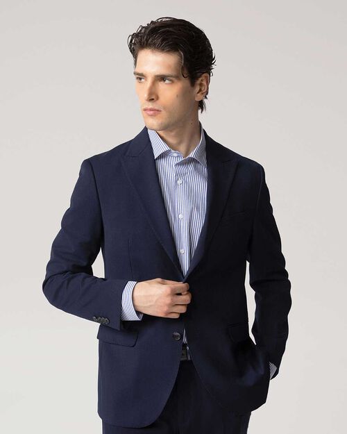 Giacca da completo blu regular fit con tasca a filetto, BLUE