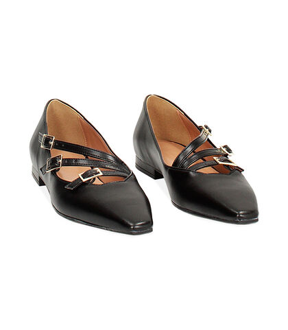 Ballerine nere a punta con fibiette, Valerio 1966, 24M8T0502EPNERO035, 002